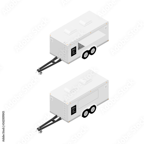 Food trailer vector isolated on white background isometric view