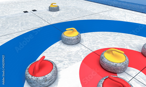 Photographie 3D Illustration of Ice arena for playing curling