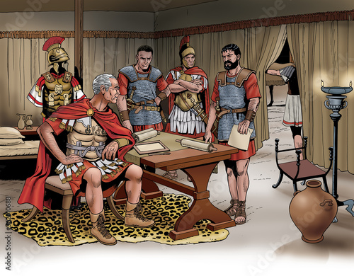 Fotografia Ancient Rome - Quintus Fabius Maximus receives his officers in a tent on the bat