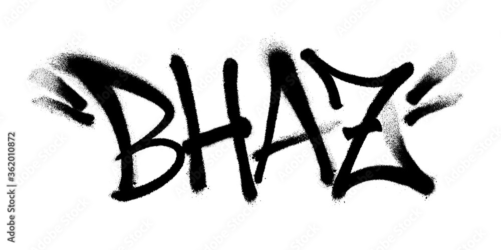 Fototapeta Sprayed BHAZ font graffiti with overspray in black over white. Vector illustration.