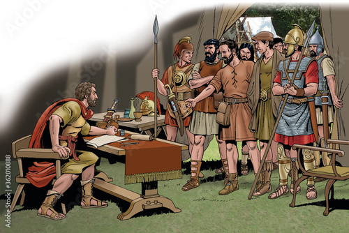 Valokuvatapetti Ancient Rome - Citizens of Taranto in conversation with Hannibal