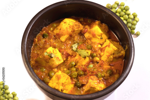 Mattar paneer, also known as matar paneer, and mutter paneer is a vegetarian North Indian dish consisting of peas and paneer in a tomato gravy
