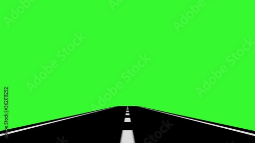 Road trip looped animation with green background