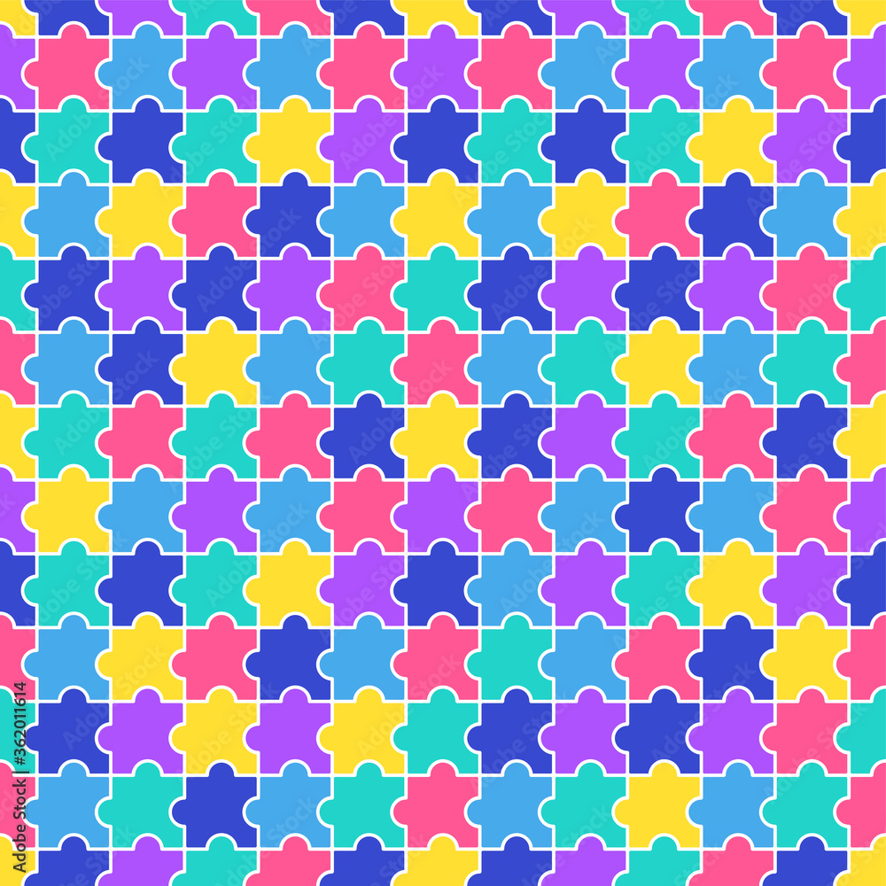 Puzzle seamless pattern - colorful  vector background - for children room, toys, wallpaper decoration