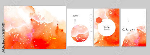 Set of art hand-painted watercolor background card and poster