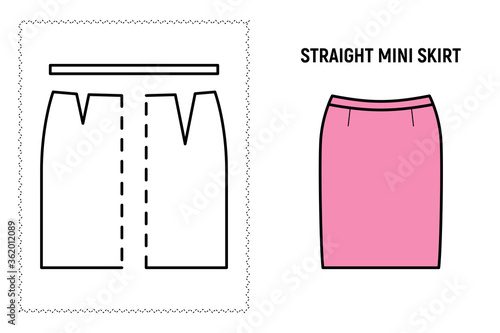 Women straight mini skirt pattern