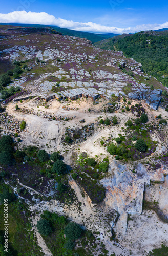 Quarry seen from a drone in San Martin de Porres. Merindad de Valdeporres. Comarca de Las Merindades. Burgos province. Community of Castilla y León. Spain, Europe