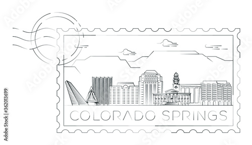 Colorado Springs stamp minimal linear vector illustration and typography design, Colorado, Usa