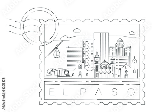 El Paso stamp minimal linear vector illustration and typography design, Texas, Usa