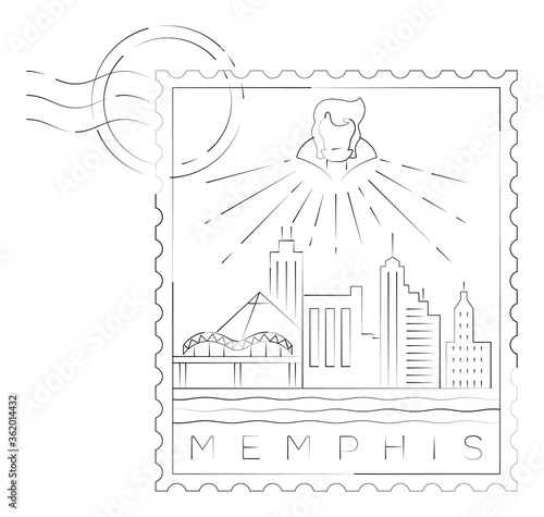 Minimal linear Memphis stamp, vector illustration and typography design, Tennessee, Usa