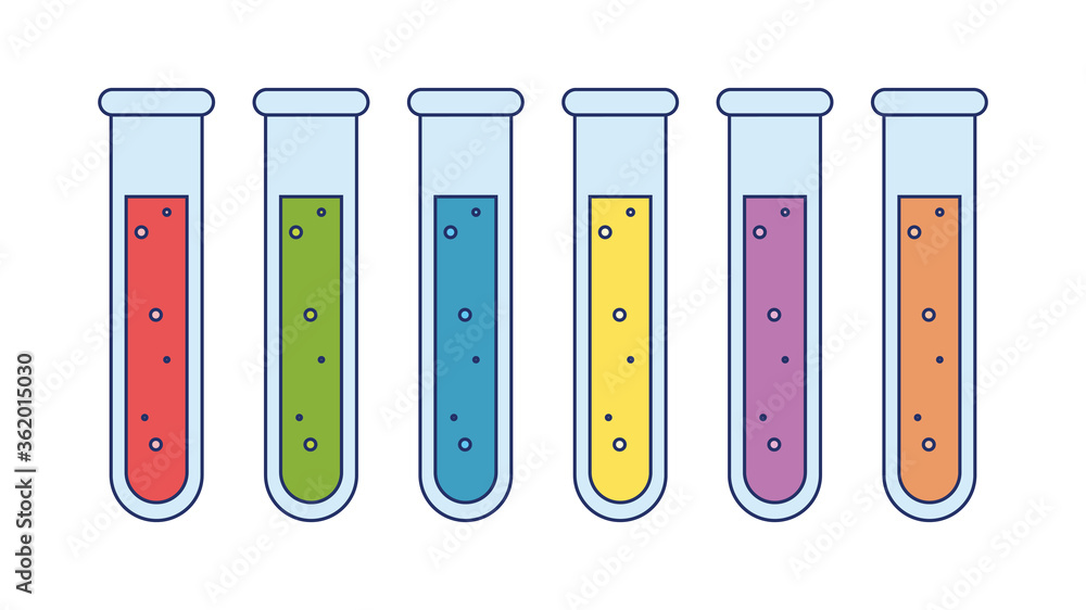 Set of test tubes. Scientific glassware. Flat style. Vector illustration.
Set of test tubes. Scientific glassware. Flat style. Vector illustration.