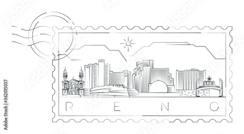 Принти на полотні Reno stamp minimal linear vector illustration and typography design, Nevada, Usa