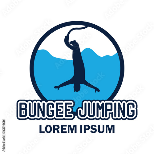 bungee jumping logo with text space for your slogan tag line, vector illustration