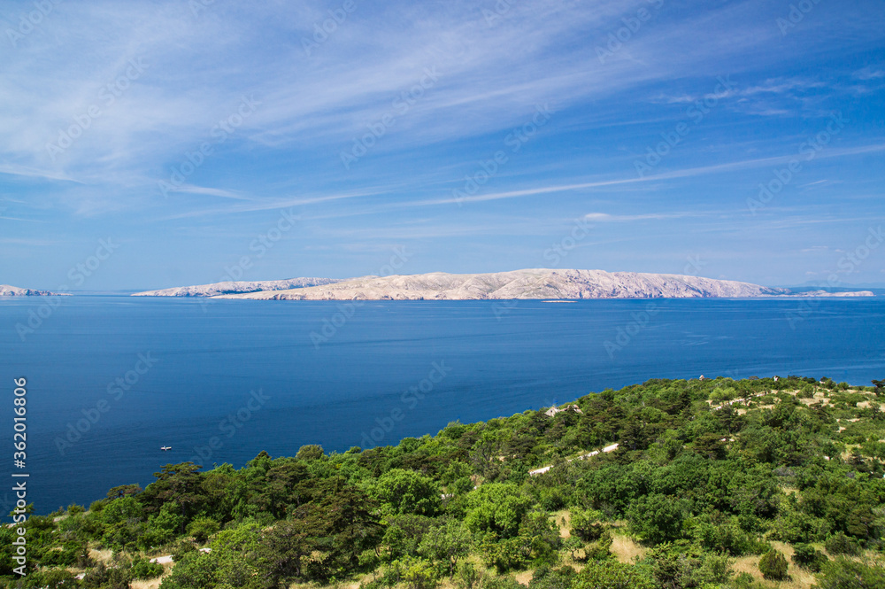 View from Nehaj fortress to the coast of the island of Krk.