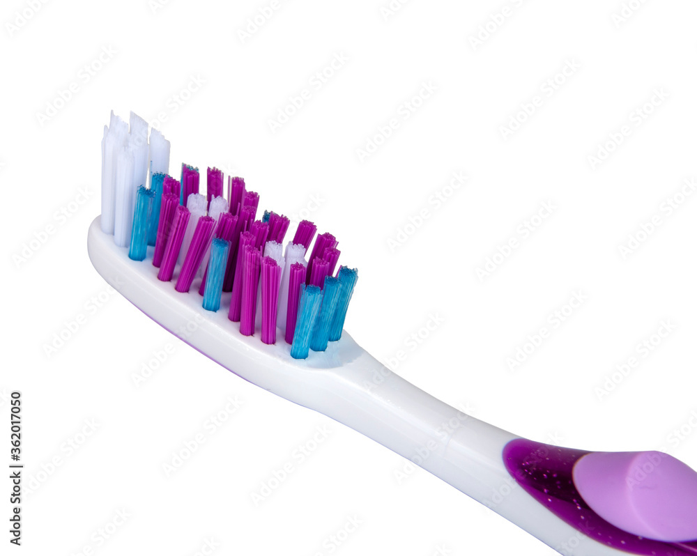 White and violet toothbrush for healthcare teeth on the white White and violet toothbrush for healthcare teeth on the white