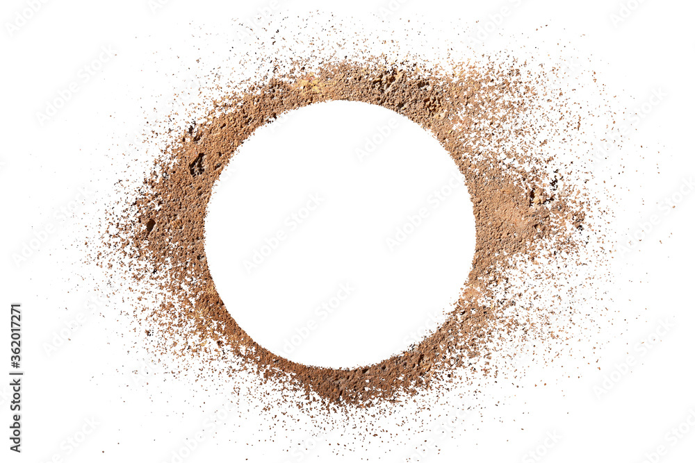 White circle frame or bannern in stone texture  isolated on white background