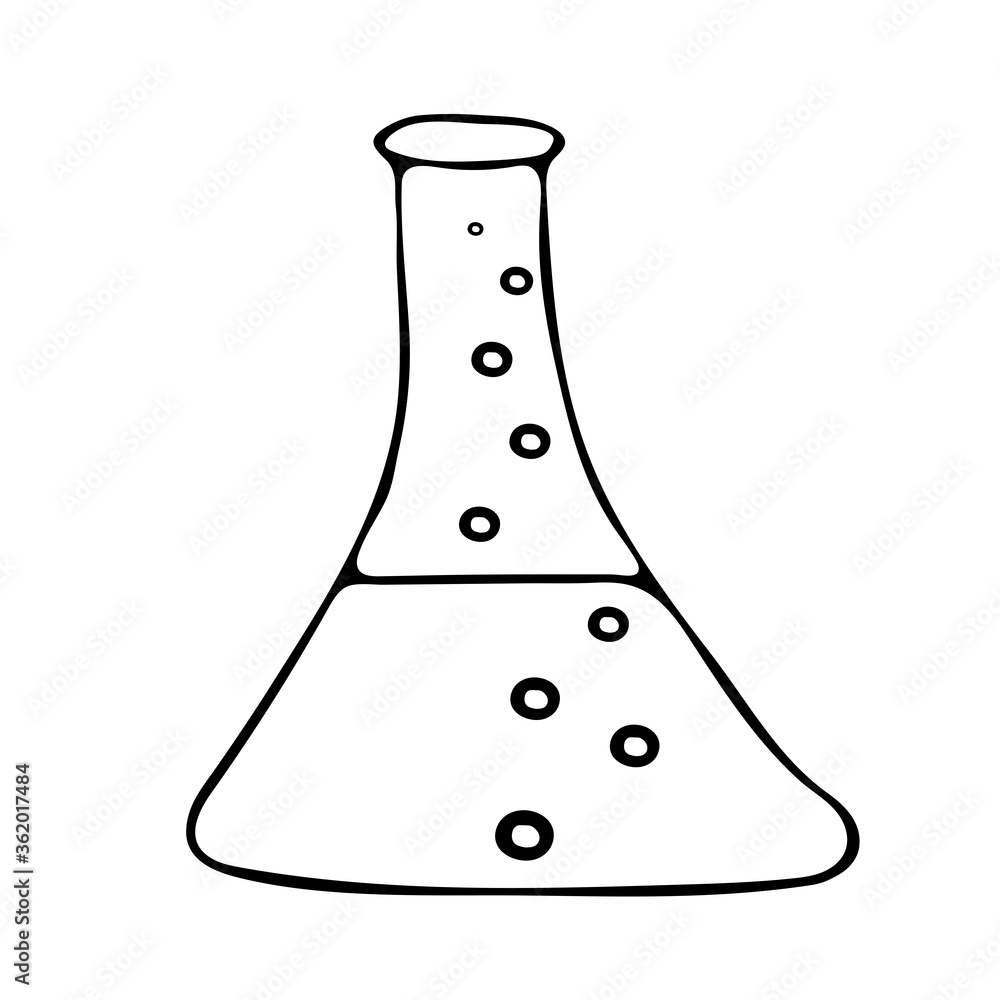 Hand drown vector illustration of medical test tube with chemical substance, medicine isolated on white background Hand drown vector illustration of medical test tube with chemical substance, medicine isolated on white background