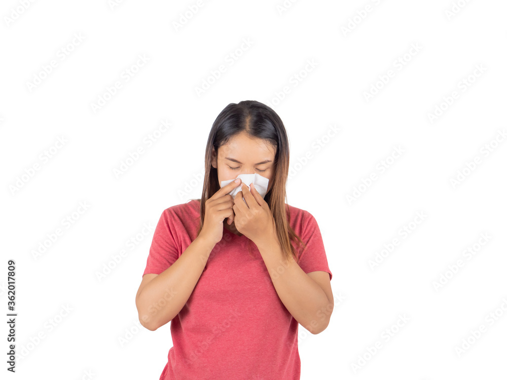 woman with handkerchief. Sick guy isolated has runny nose. woman makes a cure for the common cold. woman with handkerchief. Sick guy isolated has runny nose. woman makes a cure for the common cold.