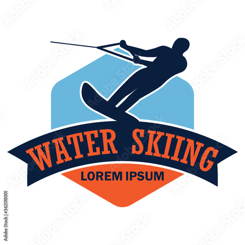 water skiing logo with text space for your slogan tag line, vector illustration
