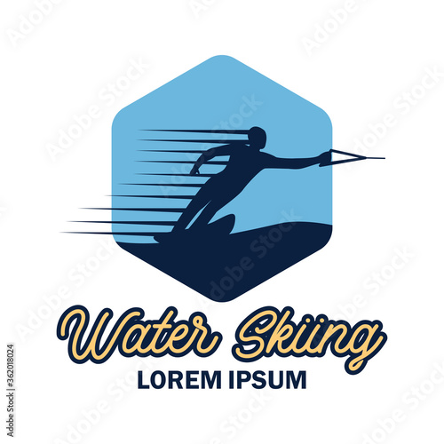 water skiing logo with text space for your slogan tag line, vector illustration