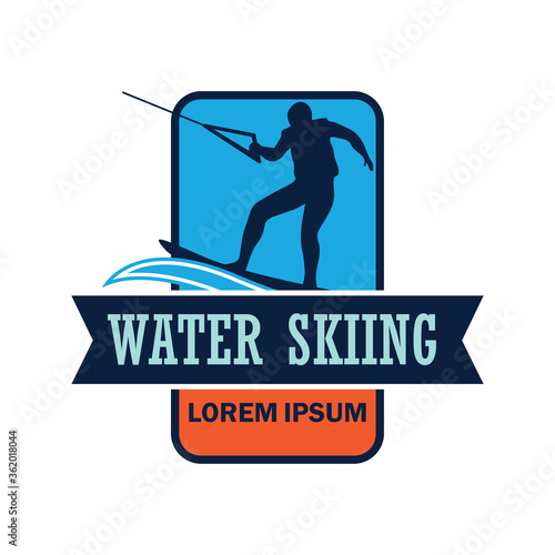 water skiing logo with text space for your slogan tag line, vector illustration