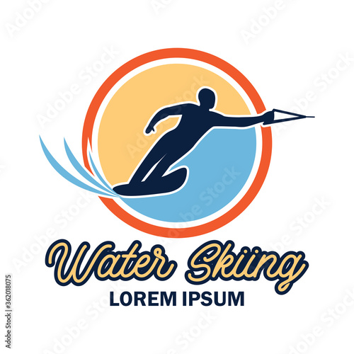 water skiing logo with text space for your slogan tag line, vector illustration