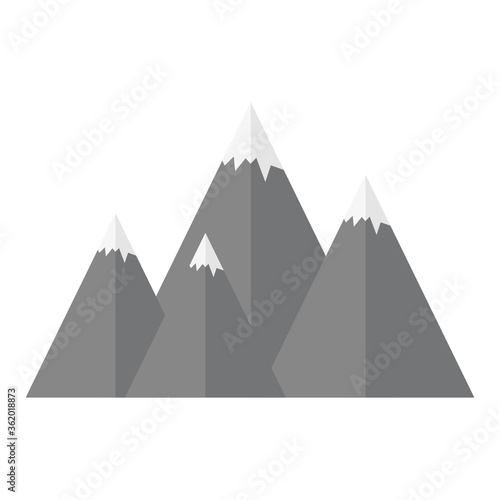 Mountains with snowy peaks. Traveling in nature  adventure  tourism. Flat style vector illustration. 