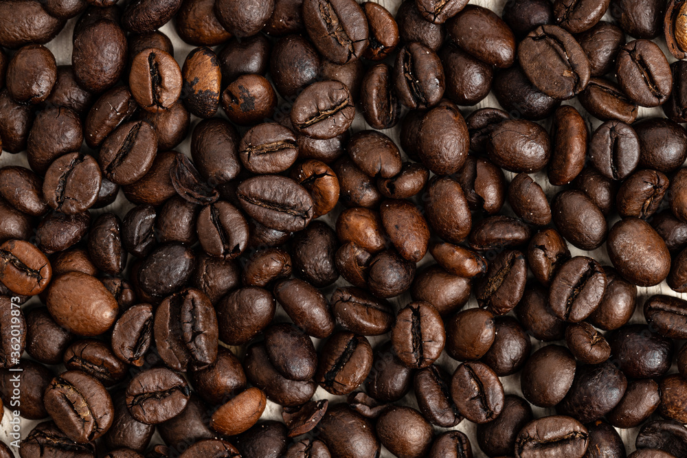 Background of roasted coffee beans, top view Background of roasted coffee beans, top view