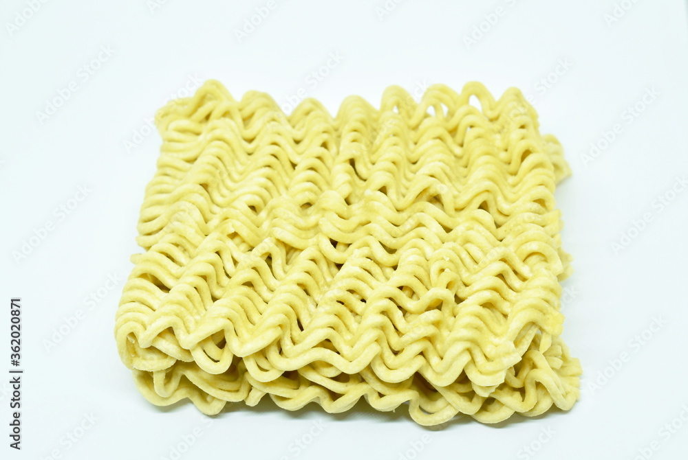 raw dry instant noodles on white background raw dry instant noodles on white background