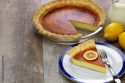 homemade lemon buttermilk pie, southern united states cuisine 