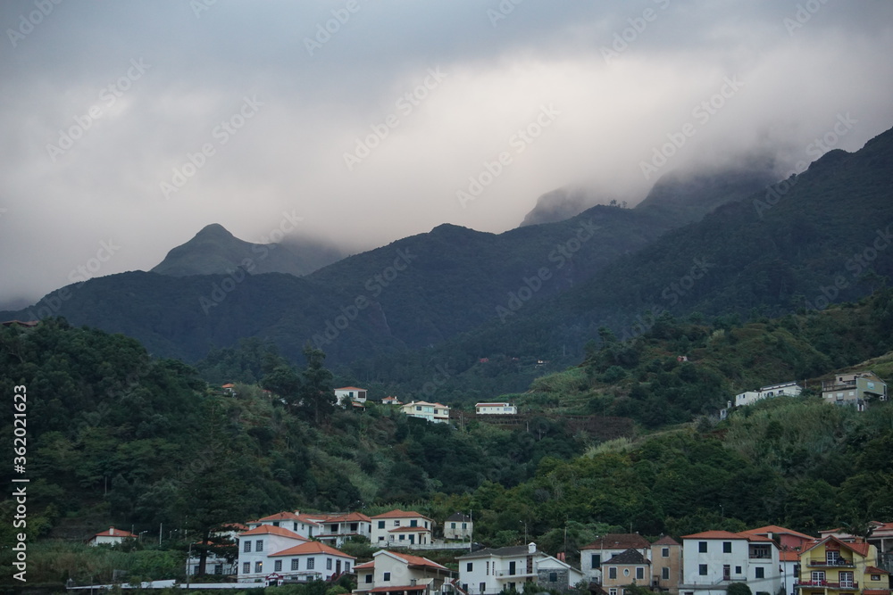 Clouds over Sao Vicente town on Madeira