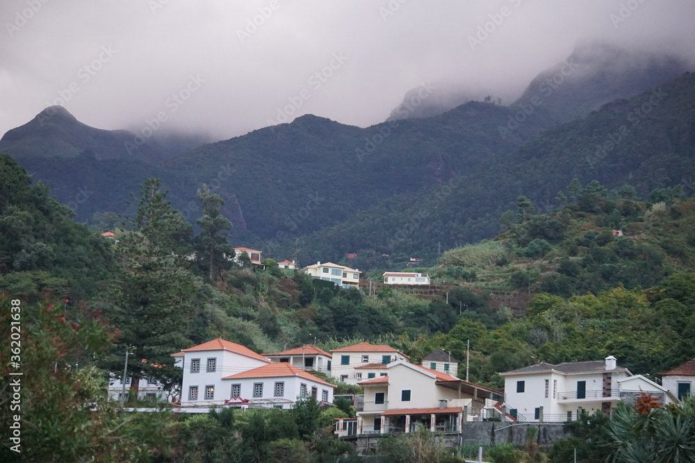 Clouds over Sao Vicente town on Madeira