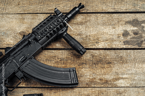 фотографія Russian automatic rifle Ak-47 close up, military weapon