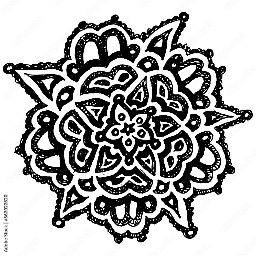 Vector illustration of hand drawn black & white lace background.