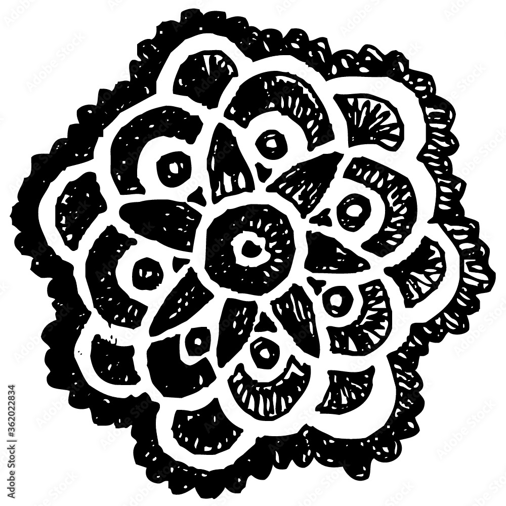 Vector illustration of hand drawn black & white lace background.