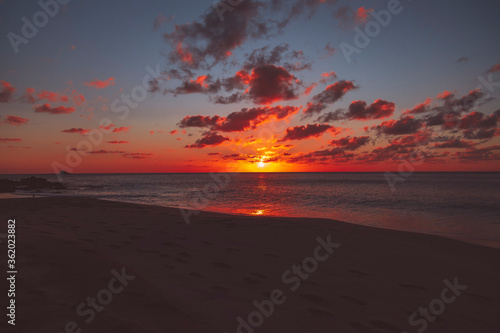 fiery sunset beautifying the nights sky