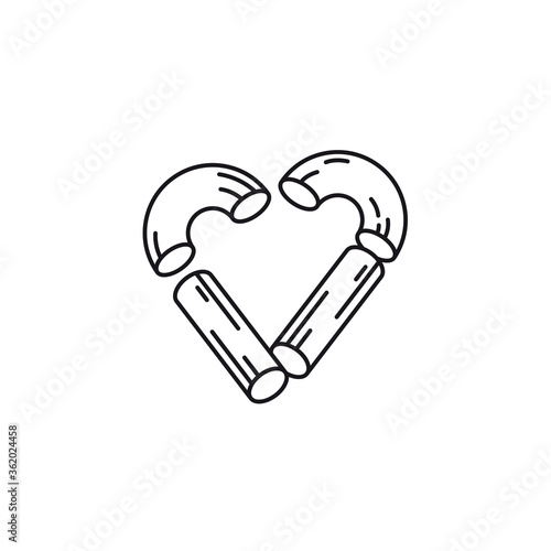 Macaroni heart vector line icon