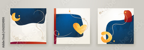 Set of Creative minimalist hand drawn abstract background. Modern abstract shapes in contemporary style for social banner background, stories post, postcard, flyer or brochure design.
