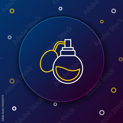 Line Perfume icon isolated on blue background. Colorful outline concept. Vector.