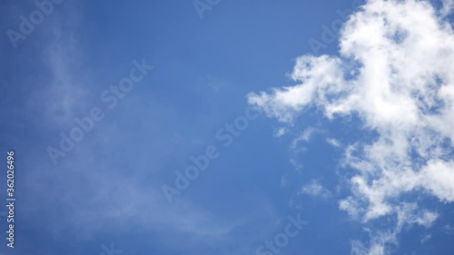 moving beautiful white cloud with blue sky background at day time