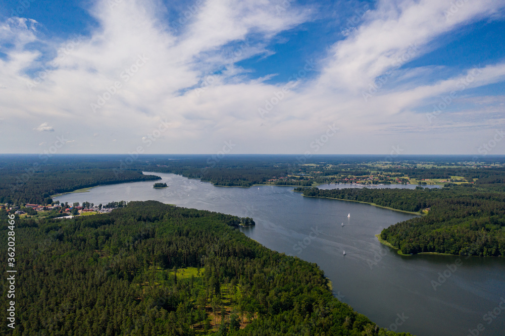 aerial view of the Masurian lakes - the largest lakes