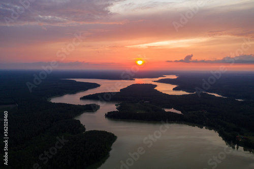 Obraz na płótnie Beautiful landscape of the sunset- Mazury- Poland w salonie