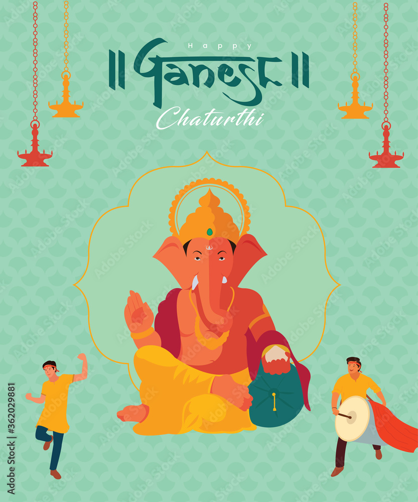 Vetor de Happy Ganesh Chaturthi, Illustration of Lord Ganesha, Ganesh ...