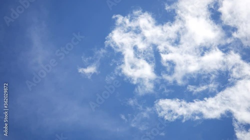 moving beautiful white cloud with blue sky background at day time
