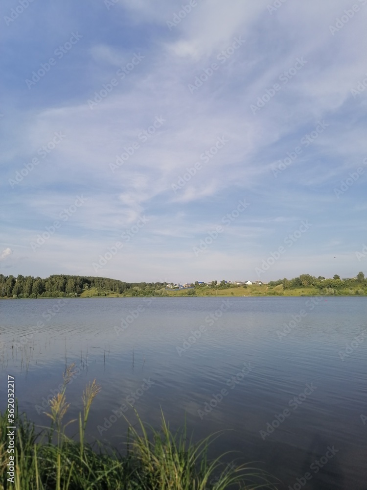 landscape with river and clouds