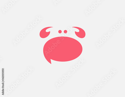 Creative red logo icon crab and cloud chat