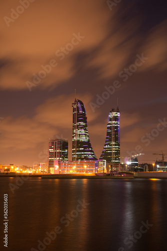 MANAMA , BAHRAIN - OCTOBER 28: Bahrain Financial Harbour during dusk on October 28, 2018. It is one of tallest twin towers in Manama, Bahrain. © Dr Ajay Kumar Singh