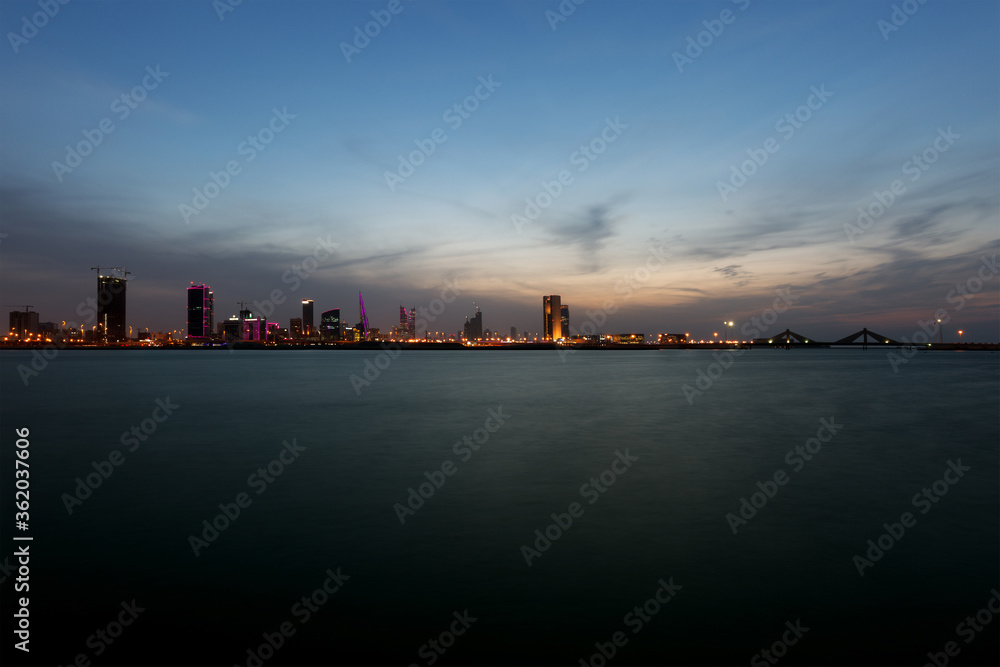 Bahrain skyline with dramatic sky