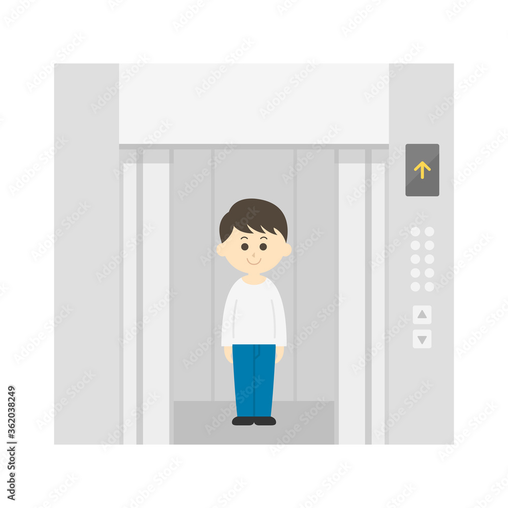 エレベーターに乗る男性のイラスト Stock Vector Adobe Stock