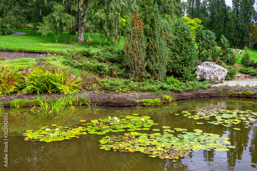 Panoramic view of Botanical Garden - Botanisk hage - floral exposition within Natural History Museum  Naturhistorisk museet in Oslo  Norway